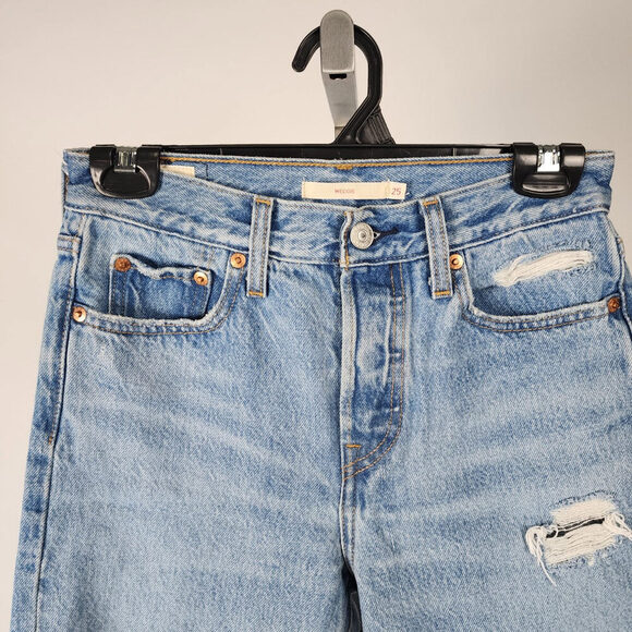 Levi's Premium Wedgie Distressed Straight Leg Denim Jeans Size 25 - Picture 2 of 11